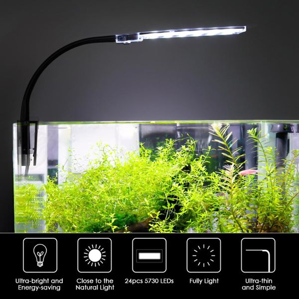 

aquariums lighting 10w ultra-thin aquarium led light ultra bright clip-on lamp energy-saving 24 leds for fish tank