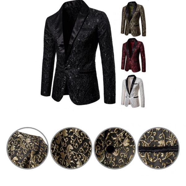

men's suits & blazers autumn winter formal handsome slim suit jacket temperament coat turndown collar for wedding, White;black