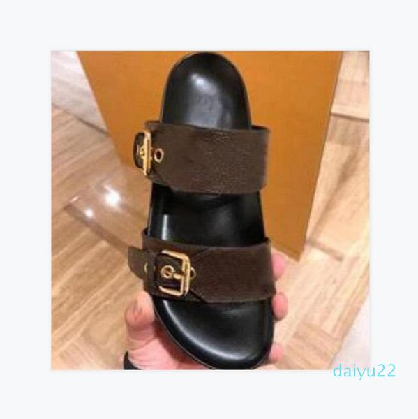 

women men sandal luxury designer lady gentlemen colorful canvas letter anatomic leather slide 6 style model, Black