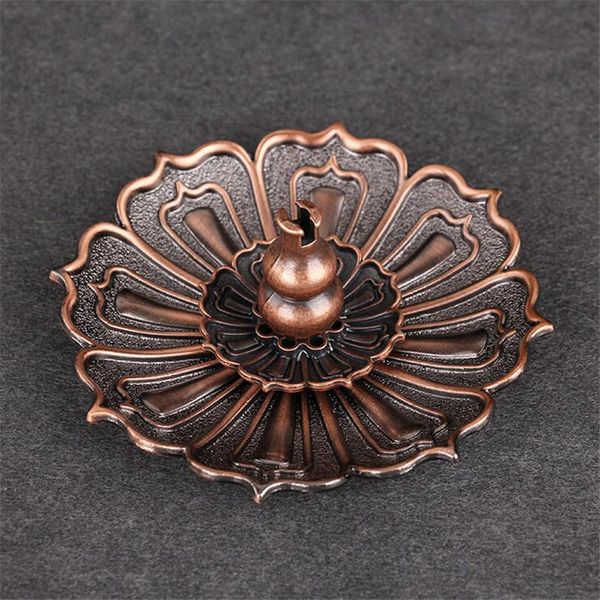 

practical lotus incense burner base holder flower statue censer plate for sticks and cone beautiful decorative copper color fragrance lamps