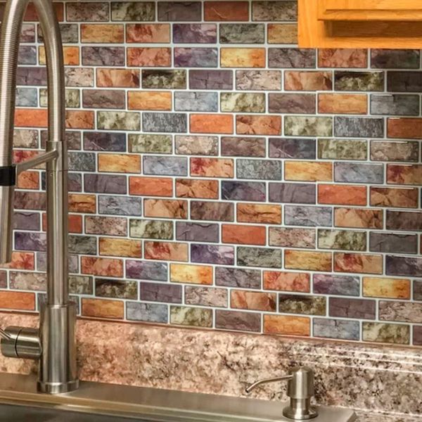 Art3d 30x30 cm 3D Duvar Çıkartmaları Faux Seramik Karo Tasarım Kendinden Yapışkanlı Su Geçirmez Peel Ve Sopa Backsplash Fayans Mutfak Banyo, Duvar Kağıtları (10 adet)