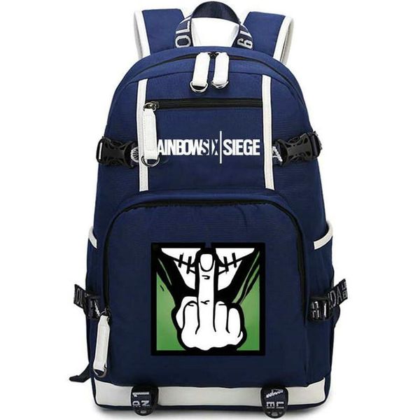 

backpack hush rainbow six design daypack black blue color schoolbag game 6 rucksack satchel school bag computer day pack
