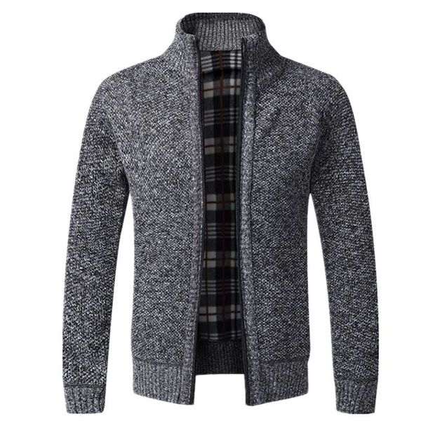 

aiopeson slim fit cardigan men stand collar casual outwear mens sweater autumn winter business warm men clothing 211102, White;black