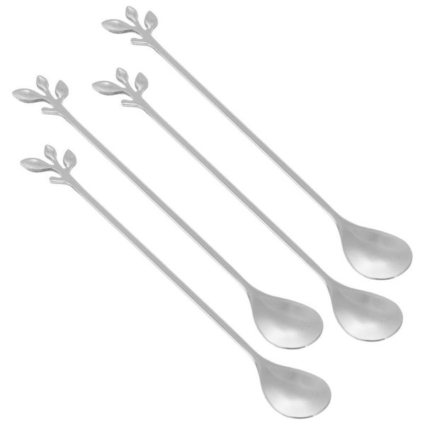 

spoons 1 set 4pcs stainless steel coffee mixing long handle (silver)