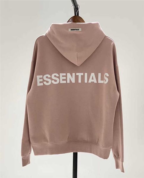 

oversize essentials hoodie men women 1:1 heavy fabric embroidery pullover pink blue reflective essentials hoody, Black