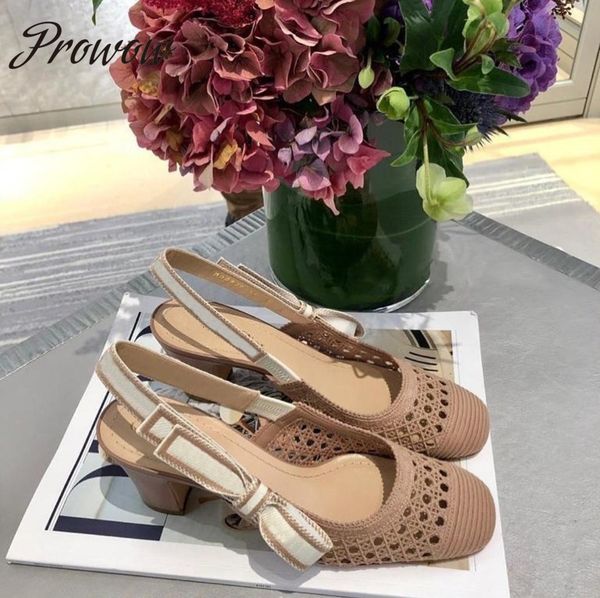 

prowow new black beige knitted office dress pumps sling back high heel pumps shoes women zapatos de mujer