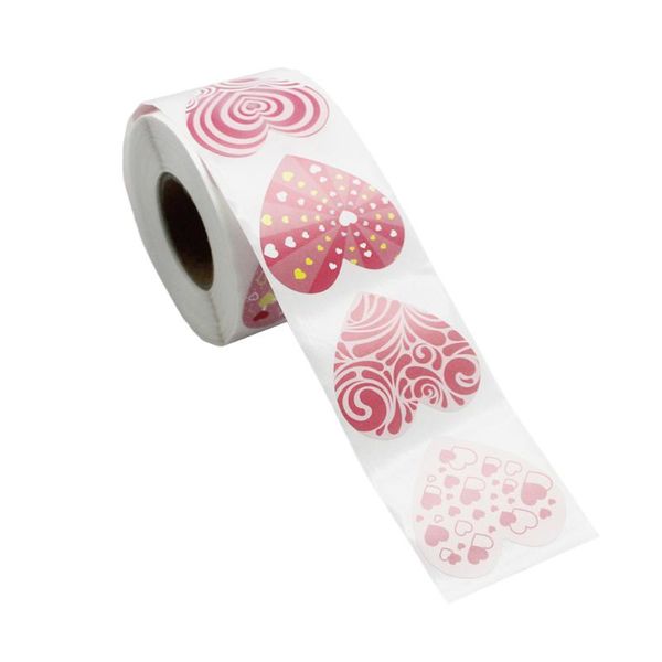 

gift wrap 1 roll/500pcs valentine's day heart stickers sealing paste for envelope