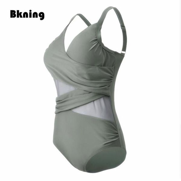 

one-piece swimsuit plus size female swimwear women 2021 one piece large sizes bathing suit mesh strapless solid big monokini 4xl suits
