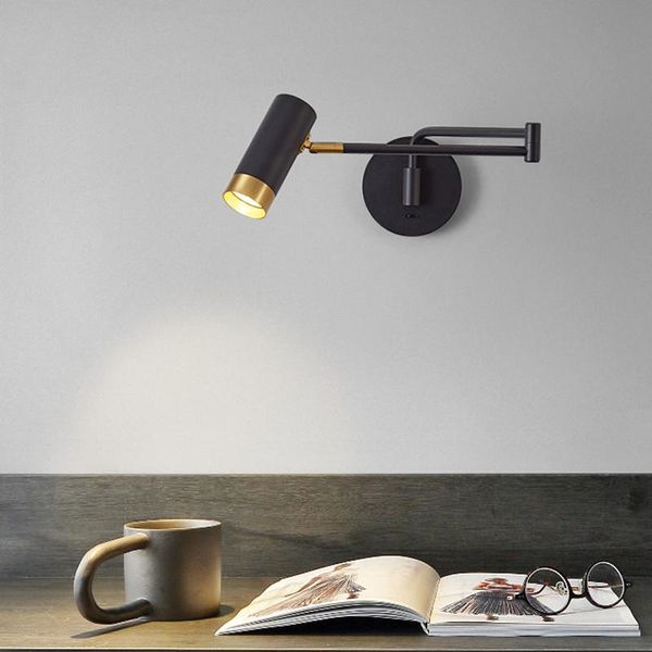 

wall lamps rotating lamp creative study balcony entrance 110v living room bedroom bedside decoration adjustable long pole