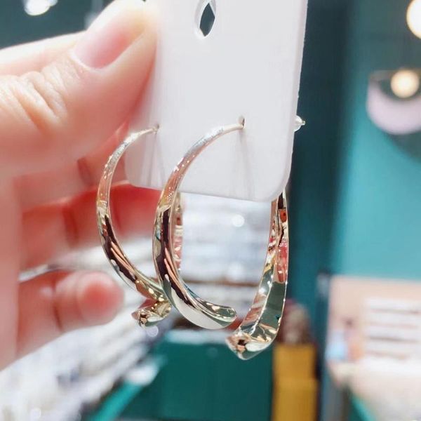 

hoop & huggie simple curved earrings for women girls wire dangle studs irregular threader circle statement hoops hsj88, Golden;silver