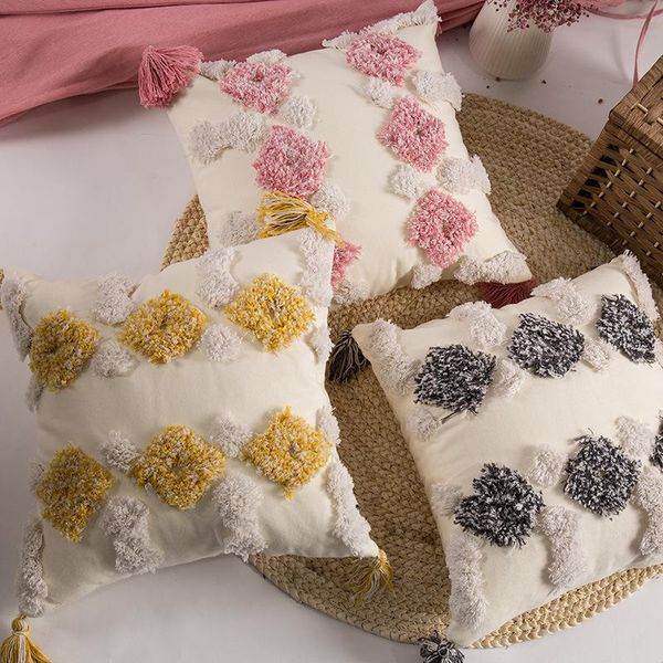 

cushion/decorative pillow home sofa velvet embroidered core pillowcase fashionable pattern fringed waist multi-color cushions to choose from