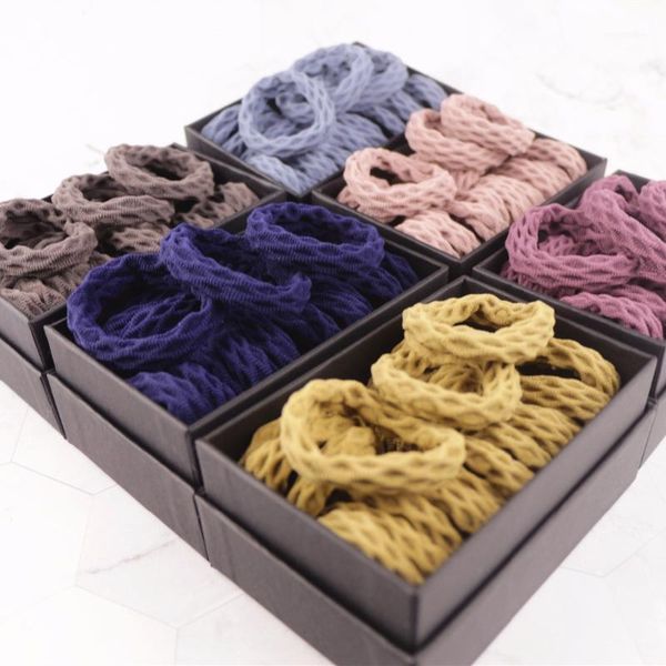 

color fashion women's hair band seamless corrugated rhombic towel ring elastic thick rubber accessories1