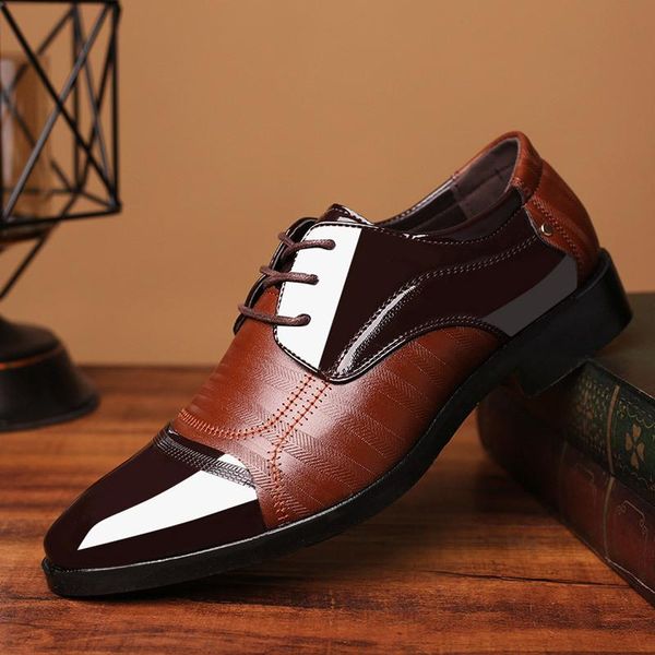 

dress shoes cosidram men business british patent leather pointed toe fashion for plus size brm-098, Black