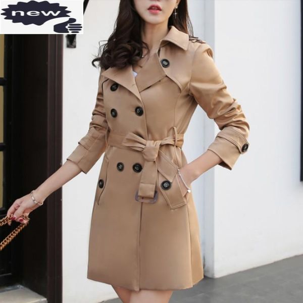 

women's trench coats female fashion korea style clothes for women overcoats pocket big size elegant laides party coat button costume kh, Tan;black