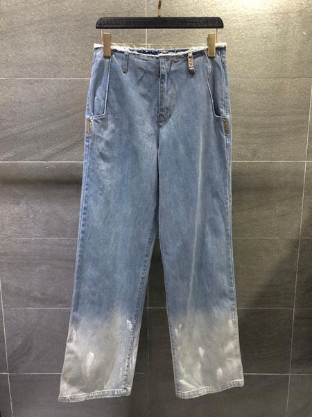 

ladies 2021 loose gradient painting paint jeans 1026 women's, Blue