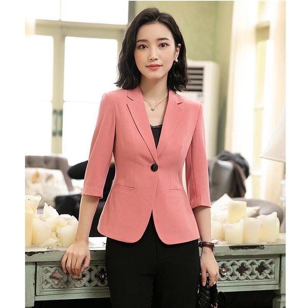 

women's suits & blazers women slim three quarter sleeve dress 2-piece set ol formal business pants woman, White;black