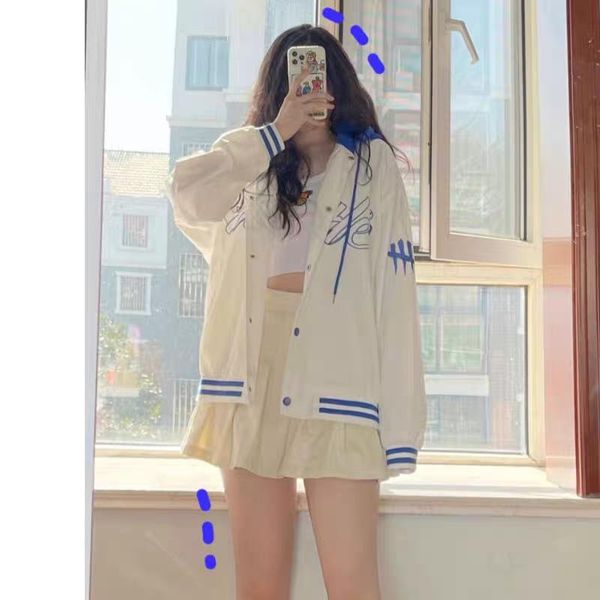 

women's jackets biggorange baseball jacket 2021 spring and autumn retro loose student korean coats women embroidery harajuku hoodie, Black;brown