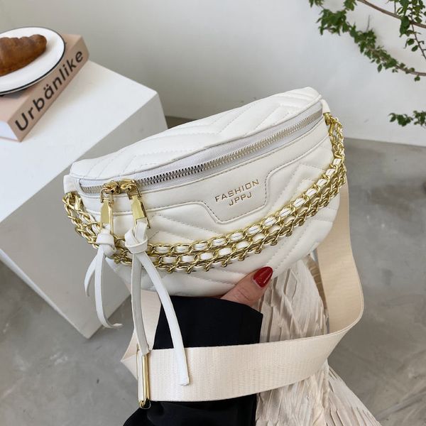 

daily bag french niche chain small bag female 2021 new net red wide shoulder strap slanted chest bag casual shoulder waist fashion