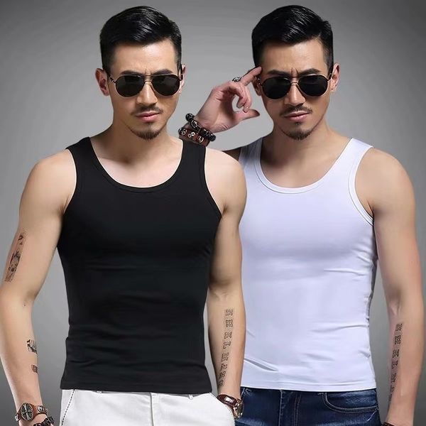 

gWv black and white grey tank tops slim body building sports hurdle bottom solid women' summer vest color sweat vest men' summer, White;black