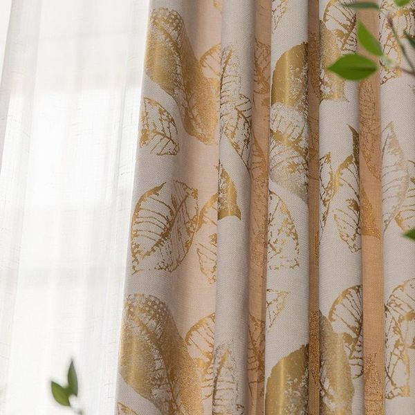 

curtain & drapes 2021 modern simple leaf jacquard blackout finished curtains for living dining room bedroom