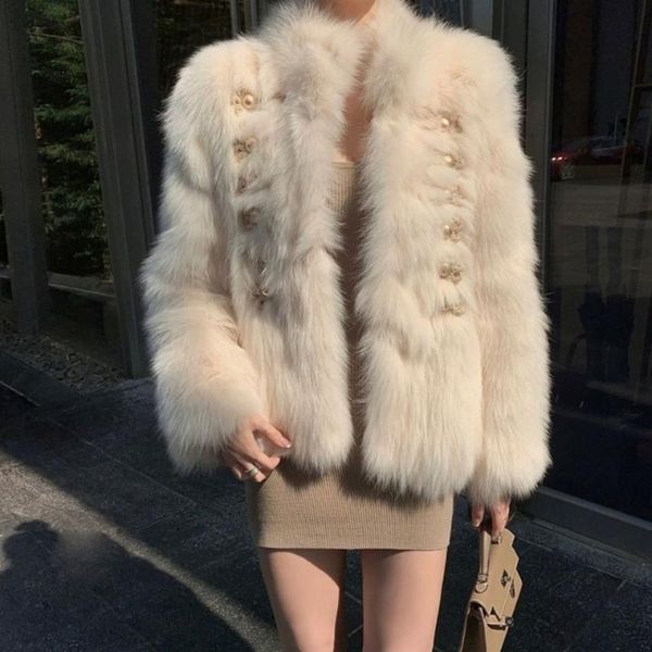 

women's fur & faux women 2021 winter loose fashion warm coat female artificial jacket ladies elegant casual furry outerwear c446, Black