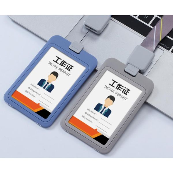 

frames 1pcs abs black name id card badge holder with lanyard office stationery supplies