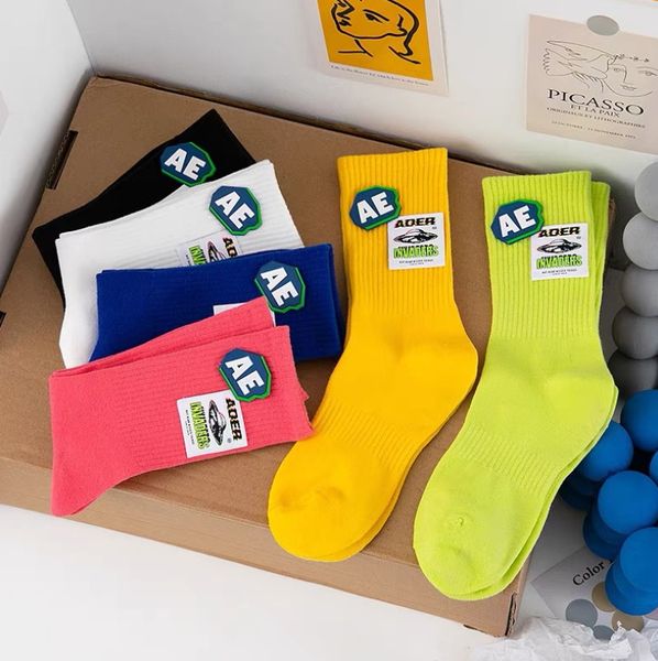 

letter pattern art socks women candy color skateboard harajuku skarpetki socks breathable cotton socks low ankle funny sokken, Black;blue