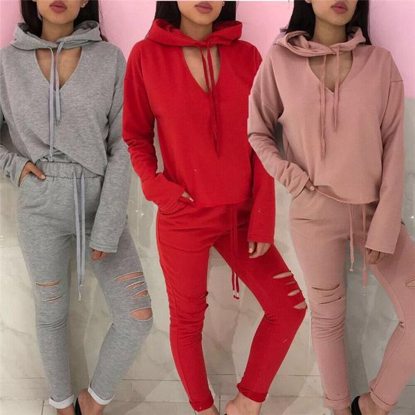 

two piece dress set women autumn winter casual tracksuit gym sports sweatshirt pants suit long sleeve clothing, White