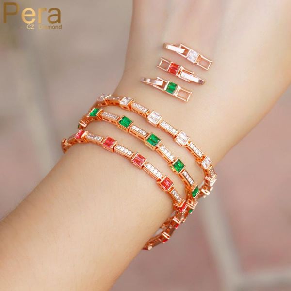 

link, chain pera 585 rose gold green red cubic zirconia women anniversary jewelry gift tennis square link bracelet for friend b208, Black