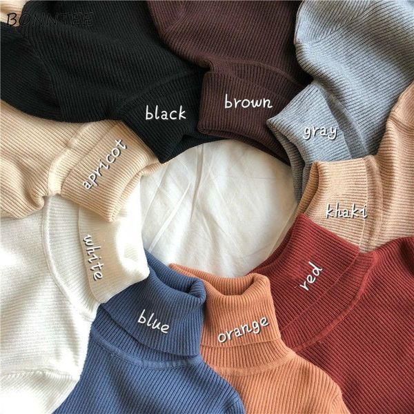 

women's sweaters turtleneck women 9 colors slim simple solid basic autumn trendy ulzzang woman knitwear long sleeve womens sweater chic, White;black