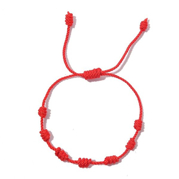 Handmade 7 nós vermelhos cordas pulseira braceletes diy amizade