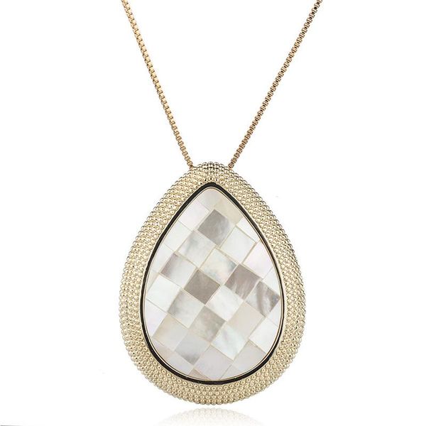

pendant necklaces omyfun luxury teardrop necklace mother of pearl charm collar fashion wedding jewelry semi joyas christmas gift n006, Silver