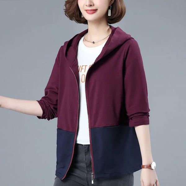 

women's jackets contrasting color female jacket 2021 sprin autumn loose plus size 4xl hooded windbreaker short women clothing outerwear, Black;brown