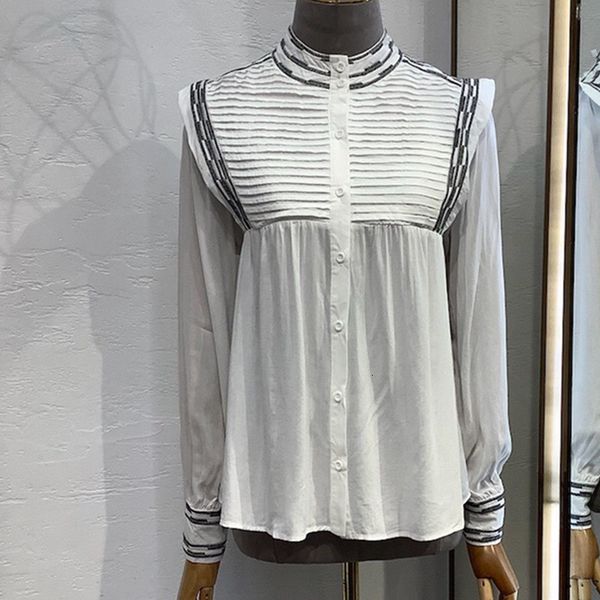 

shirt women wood ear pleated sq26, White