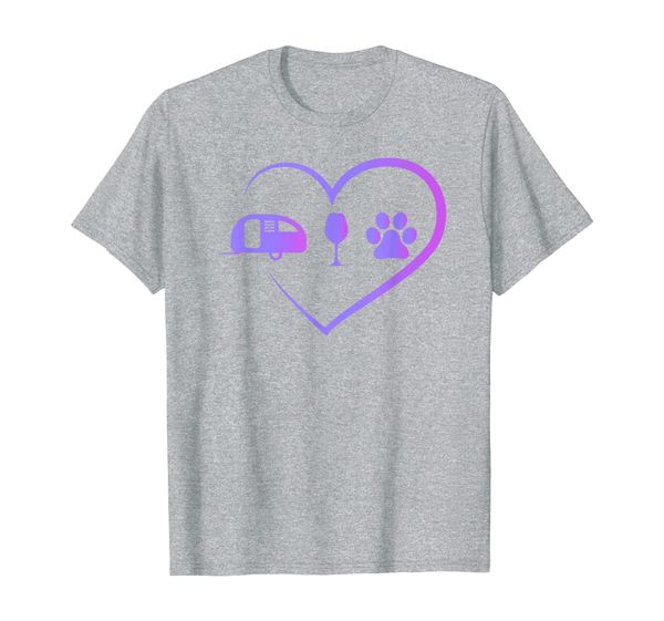 

camping trailer wine drinking dog love heart hobby gift t-shirt, White;black