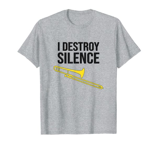

i destroy silence, concert/ marching band, funny trombone t-shirt, White;black
