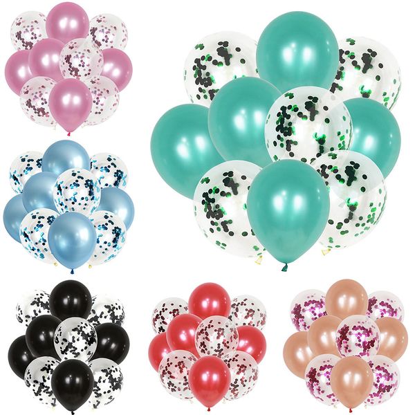 

5 pack confetti sequin transparent balloon set 50pcs wedding room decoration birthday party holiday supplies