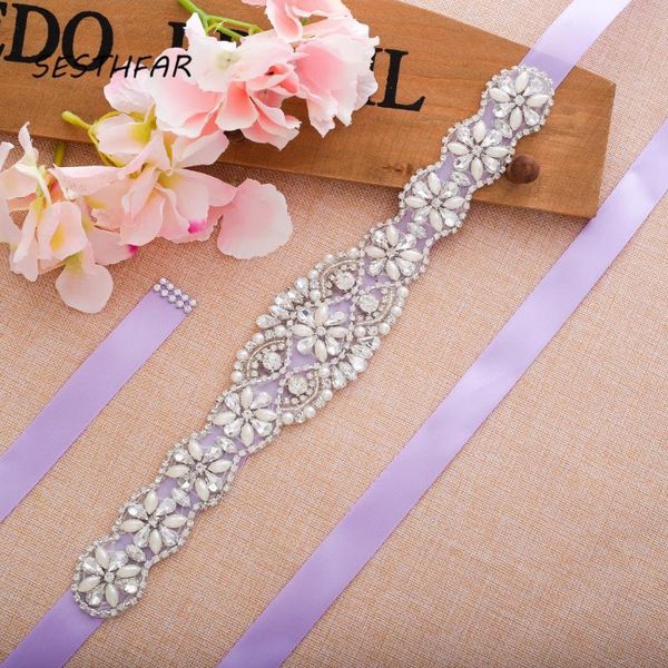

wedding sashes pearl bridal belt crystal sash silver rhinestone flower for dress gownj130, White