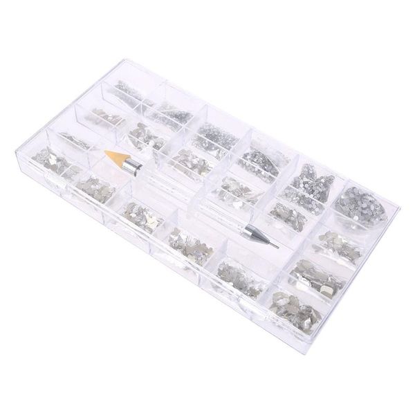 

nail art decorations 8620pcs/box multi shapes rhinestones glass flatback professional diy nails craft with, Silver;gold