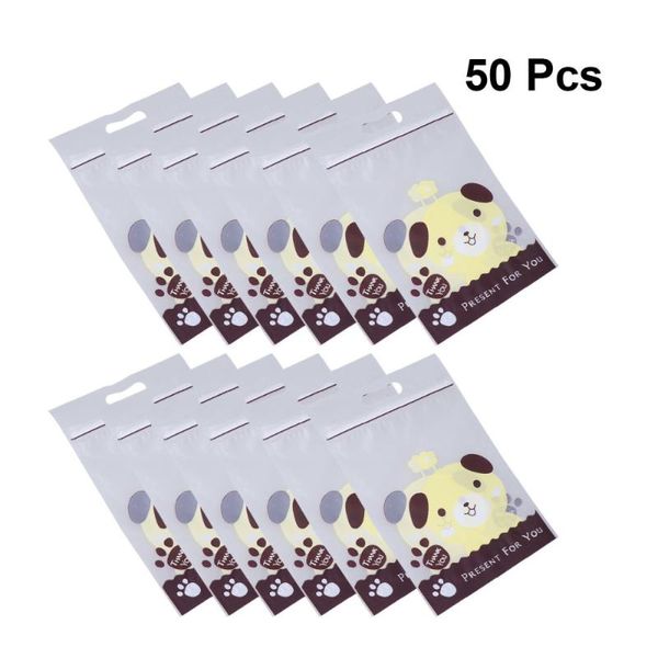 

gift wrap 50 pcs cartoon pattern biscuit bags self-sealing zip pockets casual nougat packaging candies storage pouches