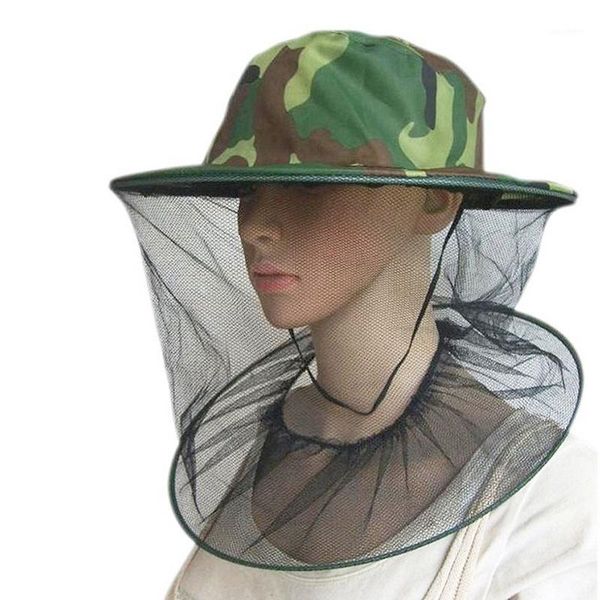 Camouflage Bienenzucht Angeln Hut Moskitonetz Kappen Mesh Imker Schutzkappe Maske Outdoor Anti Biene Hals Schleier Kopf Abdeckung Radfahren masken