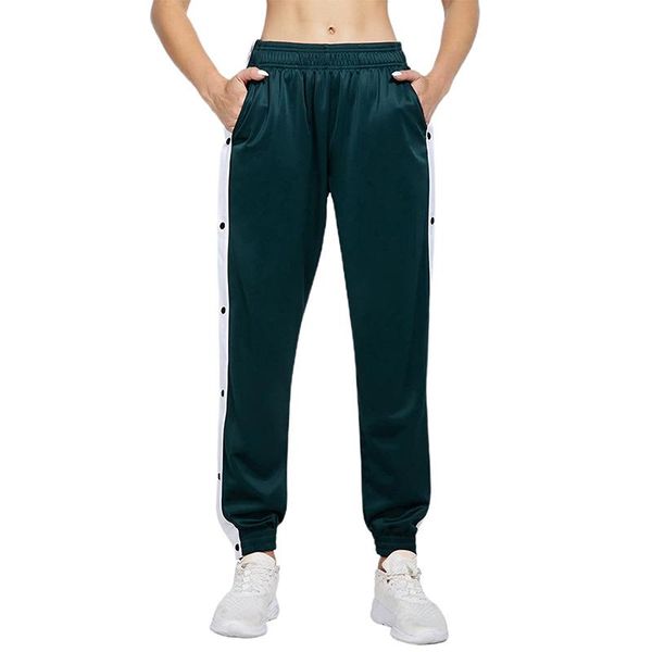 

women's pants & capris women casual sweatpants color block buttoned side split high waist joggers trousers workout running fitness spor, Black;white