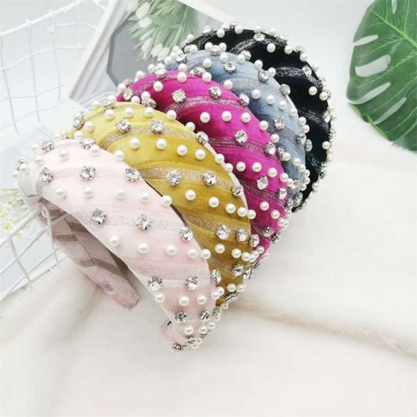 

nail pearl diamond hairband net red sponge hair accessories, Silver
