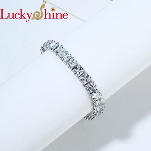 

link, chain luckyshine fashion square tennis bracelets crystal zirconia silver wedding party gifts for women men bracelet, Black