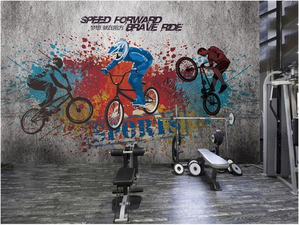 

wallpapers 3d po wallpaper custom mural bicycle sports games brick wall home decor bedroom murals for walls in rolls