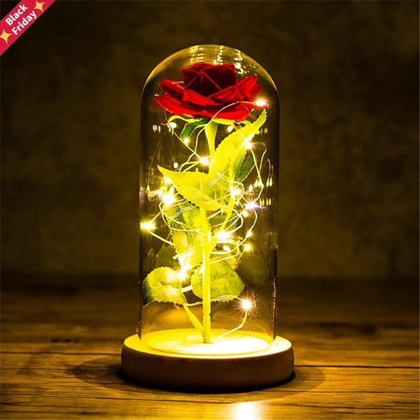 

valentines day gift for girlfriend eternal rose led light foil flower in glass cover mothers wedding favors bridesmaid party favor