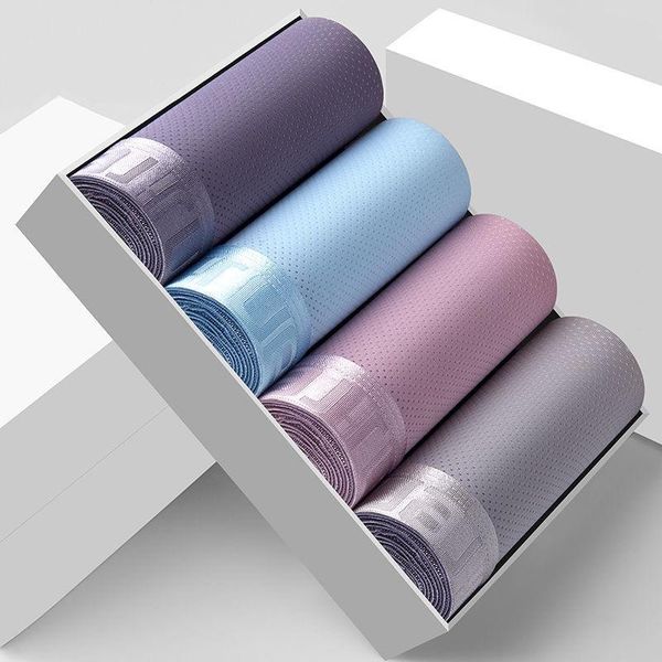 

underpants 4pcs mesh boxer shorts underwear cool ice silk men's super breathable men slim man panties l-3xl, Black;white