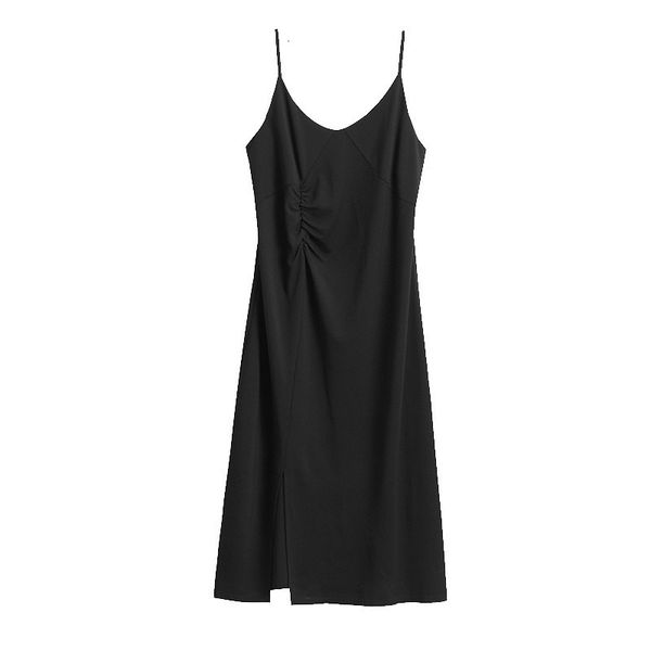 

2021 new women's black sleeveless large office spring / summer , slim, large, v-neck, split skirt 7z2g, Black;gray