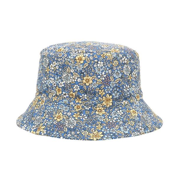 

wide brim hats women sun protection summer portable double side comfortable outdoor travel floral print bucket hat foldable soft universal, Blue;gray