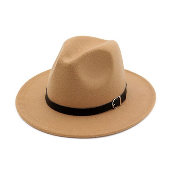 Inverno Forma Fedora Chapéu Para Mulheres Chapeau Preto Chapéus Homens Simples Brim Grande Autumn Feminino Caps Top Jazz Cap